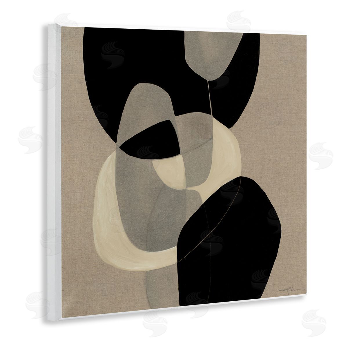 Kippi Leonard Neutral Shapes Abstract Brown Black Wall Plaque Art