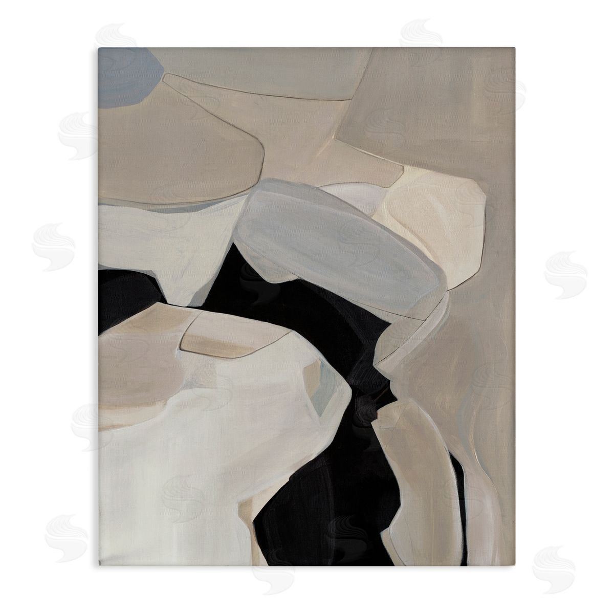 Kippi Leonard Rounded Curves Abstract Beige Black Canvas Wall Art