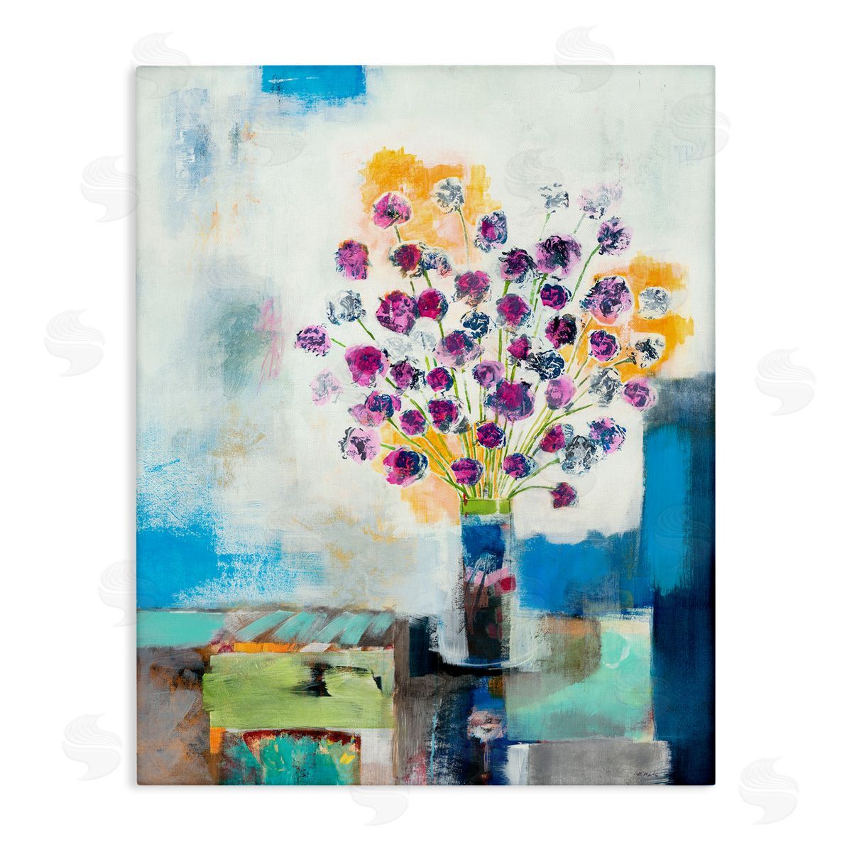 Jill Martin Rose Flowers Abstract Color Patchwork Canvas Wall Art