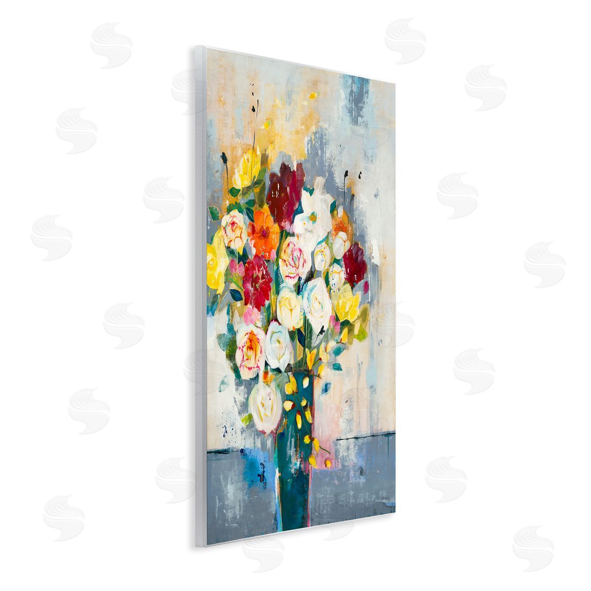 Jill Martin Roses and Daisies Abstract Bouquet Wall Plaque Art