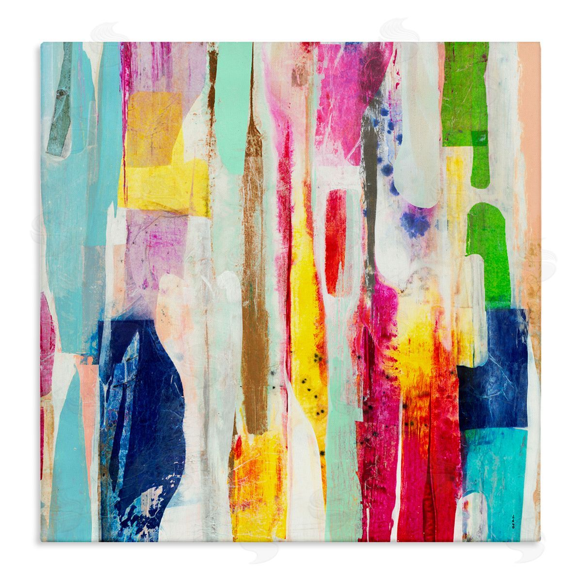 Ngo Vibrant Linear Abstract Shapes Canvas Wall Art