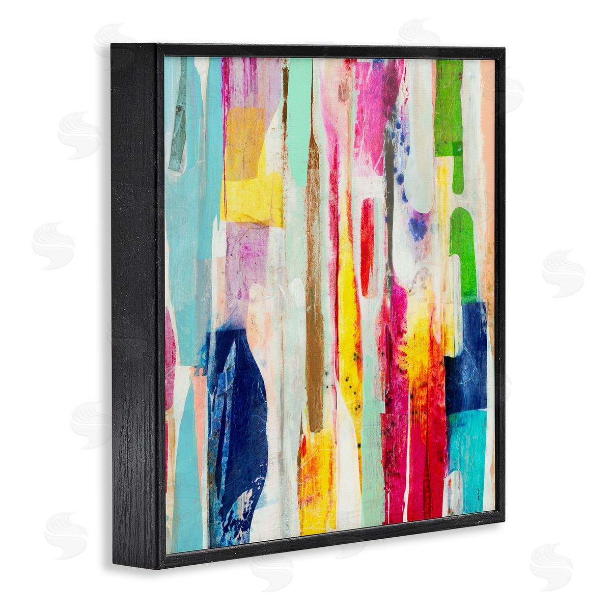 Ngo Vibrant Linear Abstract Shapes Black Framed Giclee Wall Art