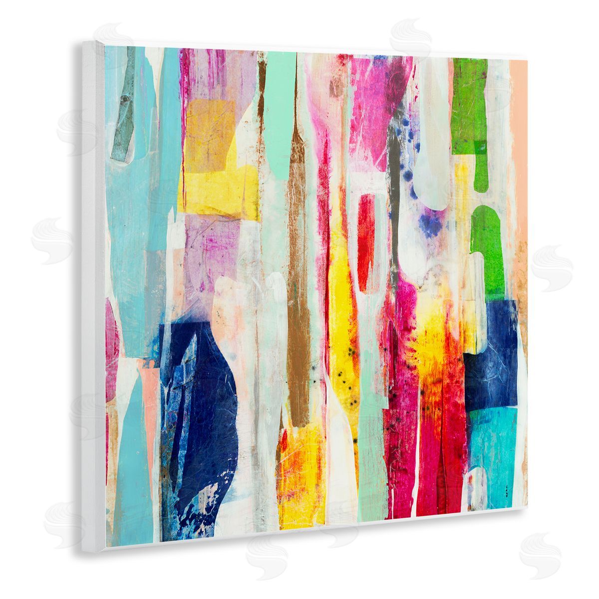 Ngo Vibrant Linear Abstract Shapes Wall Plaque Art