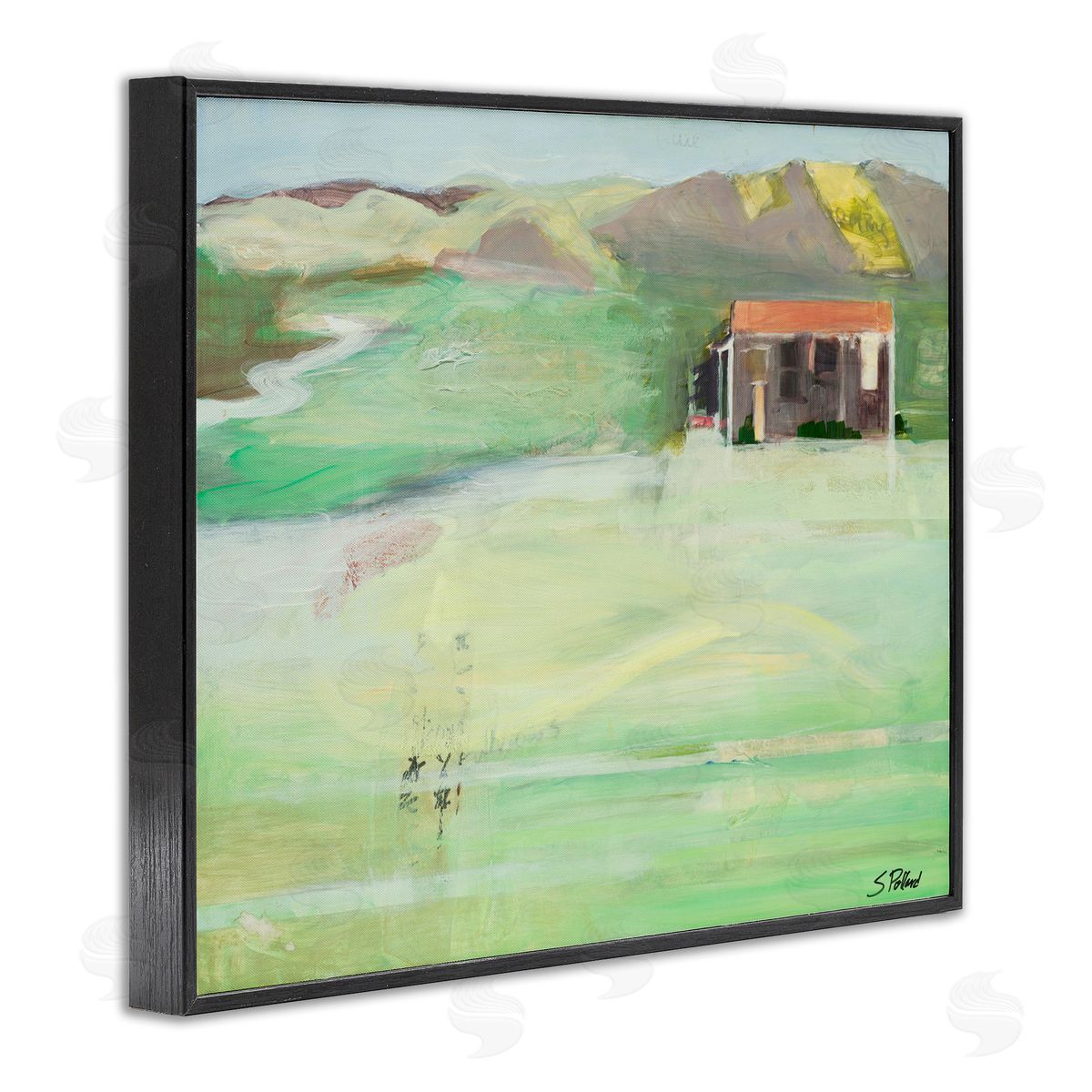 Stacey Pollard Cottage Abstract Mountain Landscape Black Framed Giclee Wall Art
