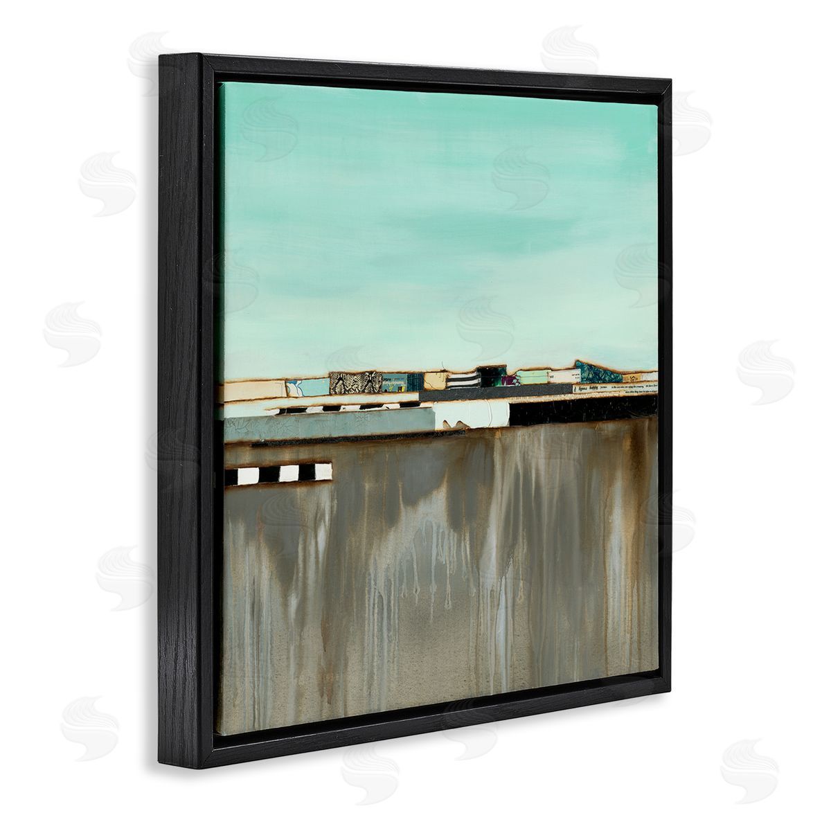 Unique Urban Landscape Collage Black Floating Frame Canvas Wall Art, Home Decor by Laura Van