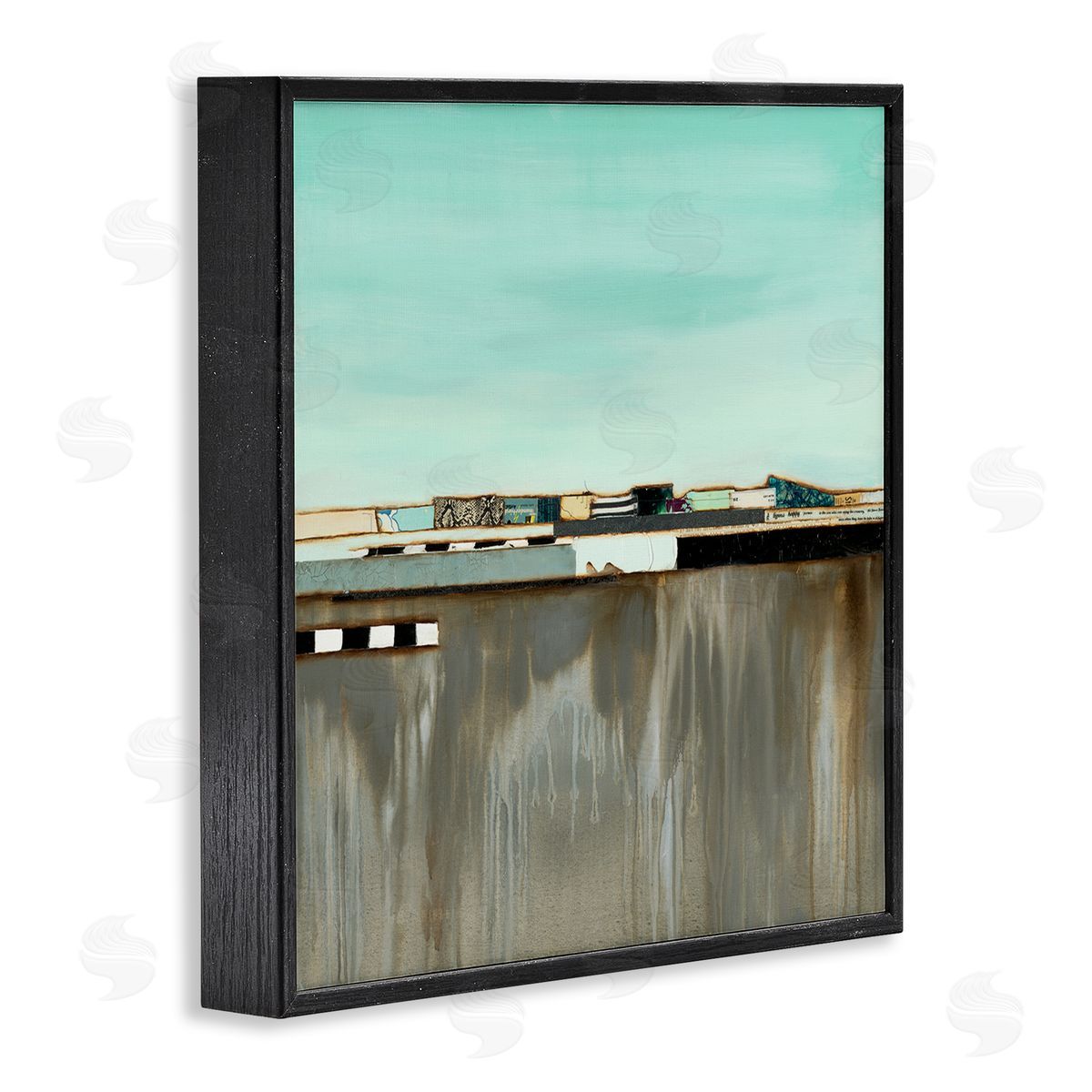 Unique Urban Landscape Collage Black Frame Print Wall Art, Home Decor by Laura Van