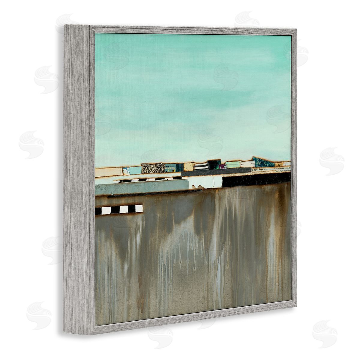 Unique Urban Landscape Collage Grey Frame Print Wall Art, Home Decor by Laura Van