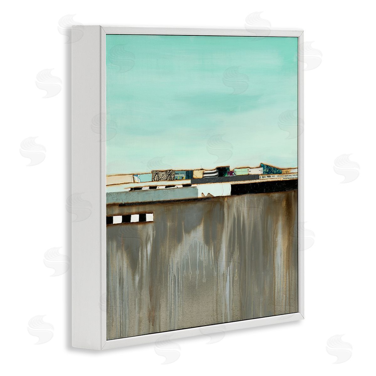 Unique Urban Landscape Collage White Frame Print Wall Art, Home Decor by Laura Van