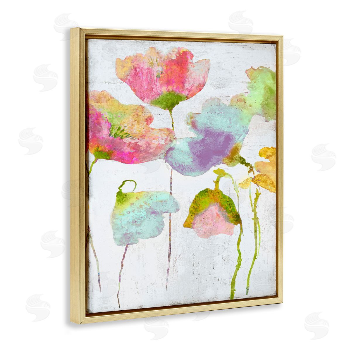 Vanessa Austin Saturated Watercolor Flowers Whimsical Gold Floater Frame Canvas Art