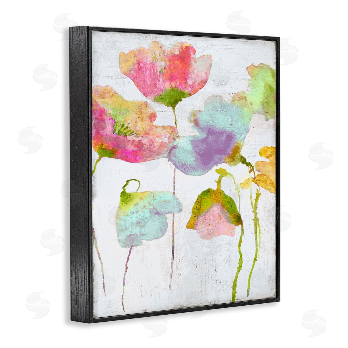 Vanessa Austin Saturated Watercolor Flowers Whimsical Black Framed Giclee Wall Art