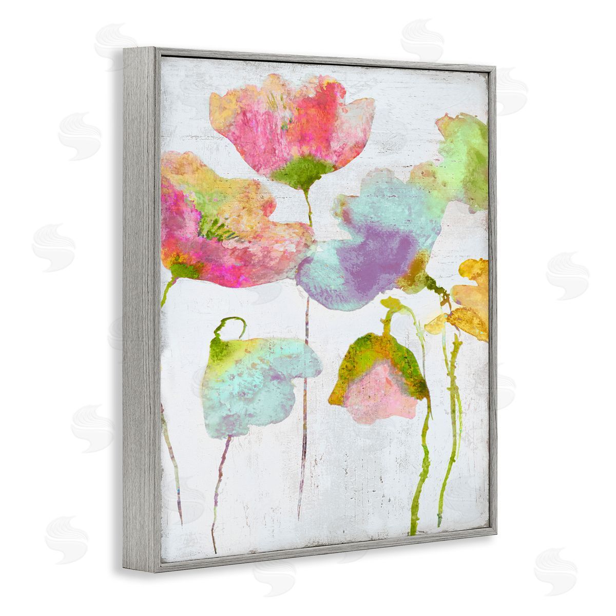 Vanessa Austin Saturated Watercolor Flowers Whimsical Gray Framed Giclee Wall Art