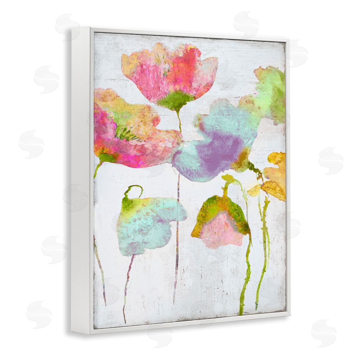 Vanessa Austin Saturated Watercolor Flowers Whimsical White Framed Giclee Wall Art