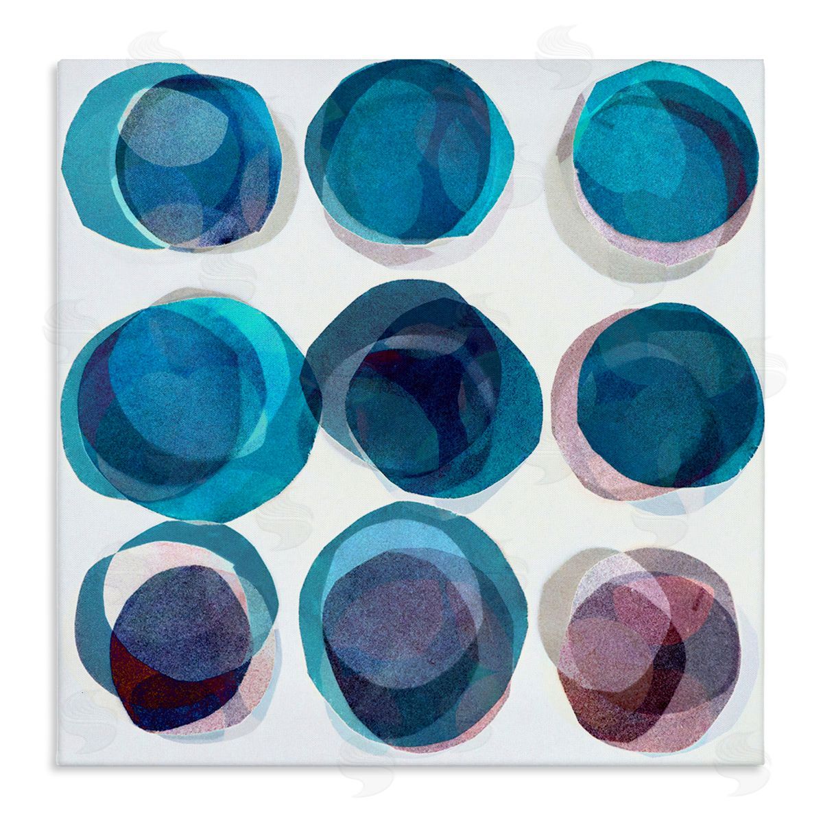 Lisa Zinner Blue Layered Opaque Circular Pattern Canvas Wall Art