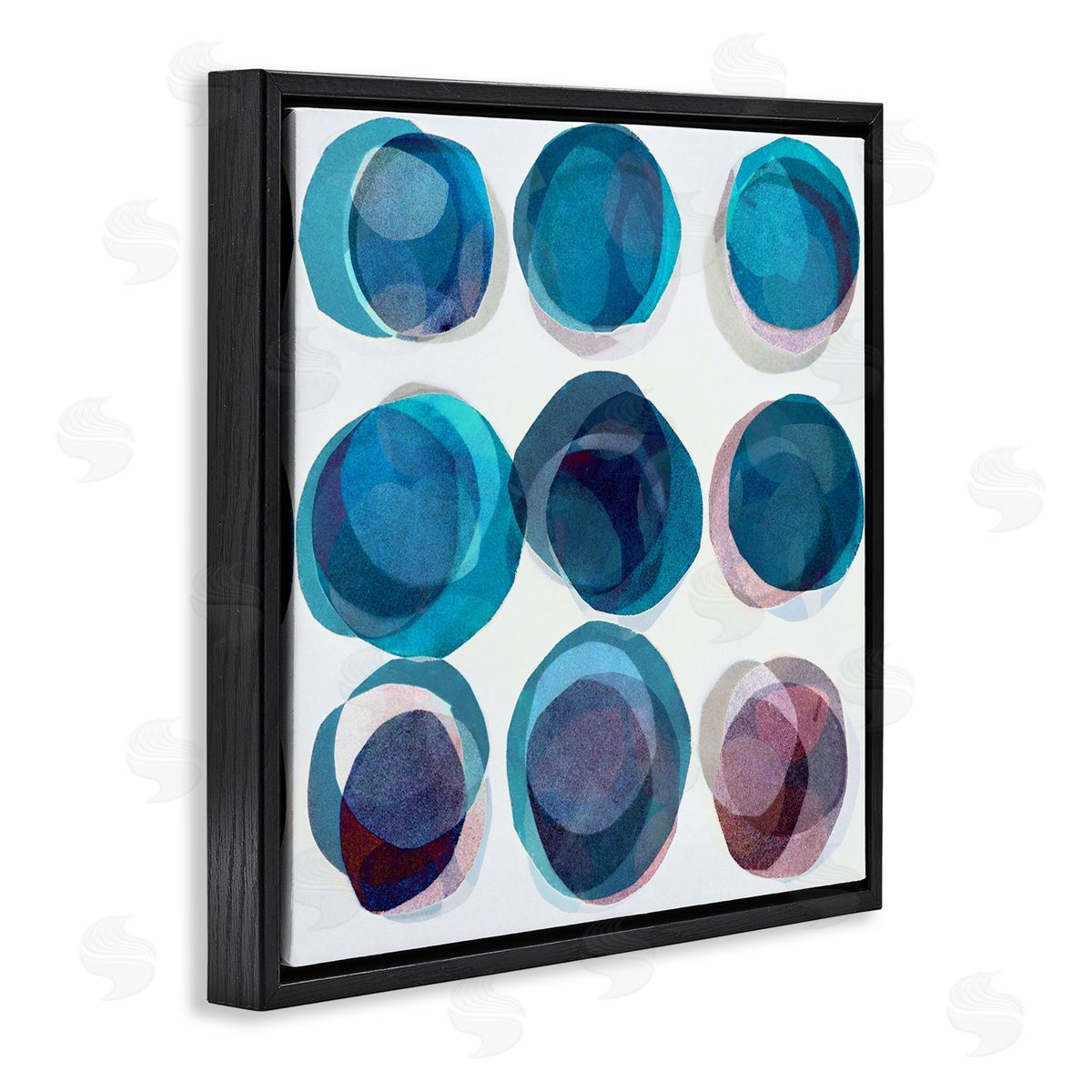 Lisa Zinner Blue Layered Opaque Circular Pattern Black Floater Frame Canvas Art