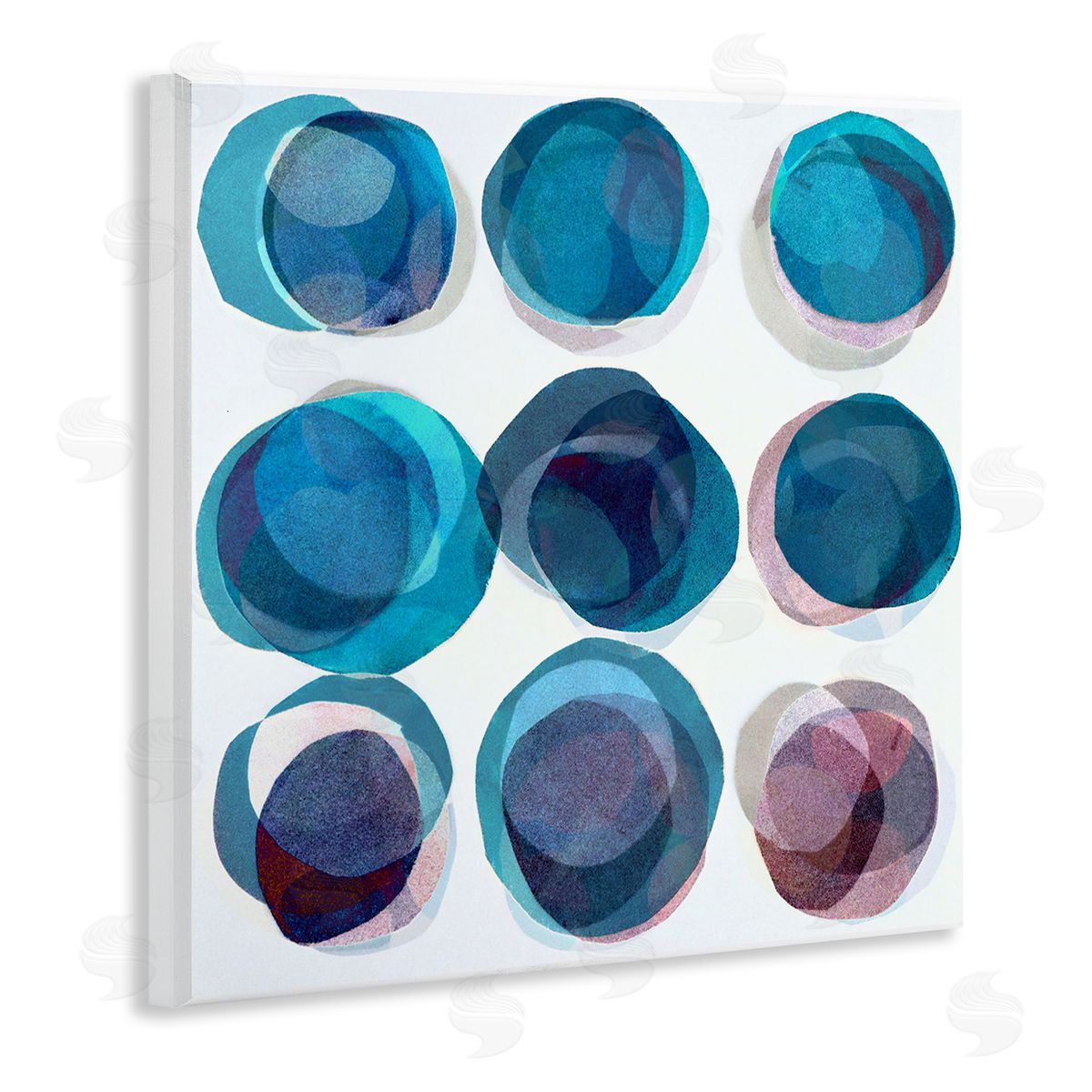 Lisa Zinner Blue Layered Opaque Circular Pattern Wall Plaque Art