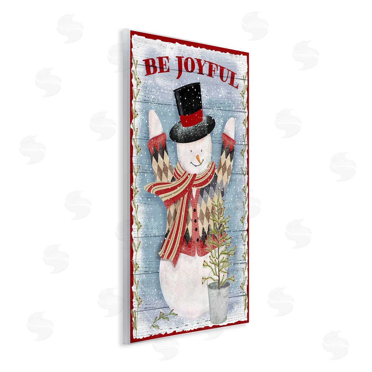 Beth Albert Country Snowman Christmas Tree Wall Plaque Art