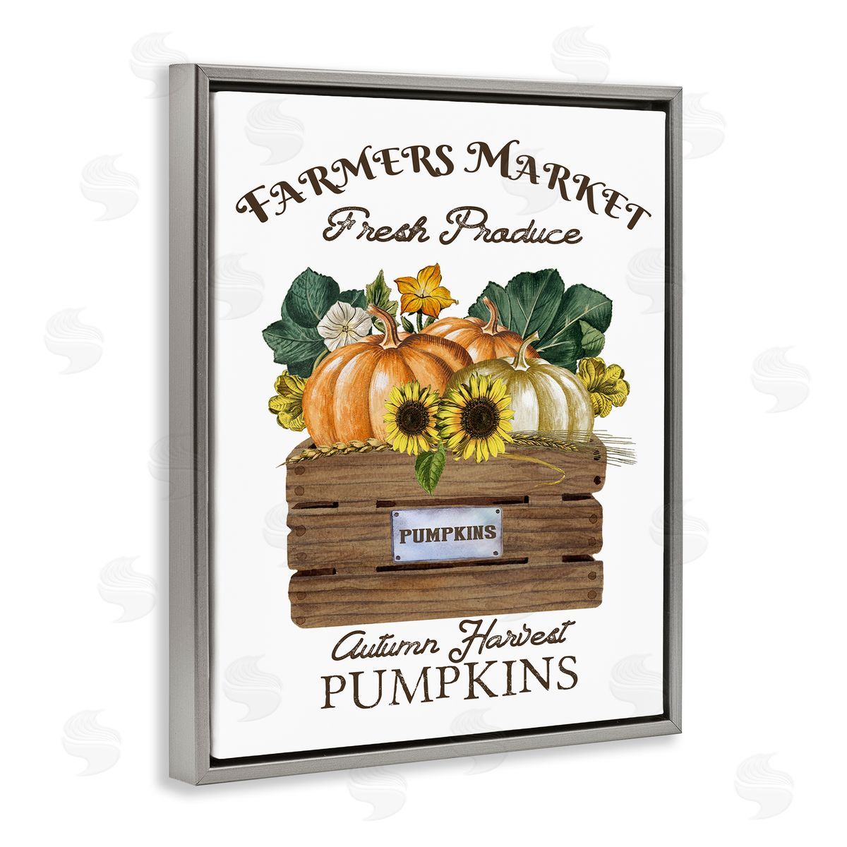Deborah Brown Farmers Market Autumn Harvest Pumpkin Gray Floater Frame Canvas Art