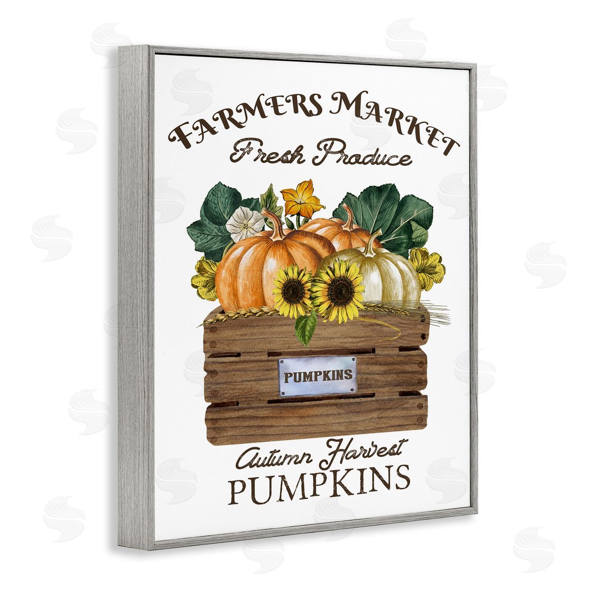 Deborah Brown Farmers Market Autumn Harvest Pumpkin Gray Framed Giclee Wall Art