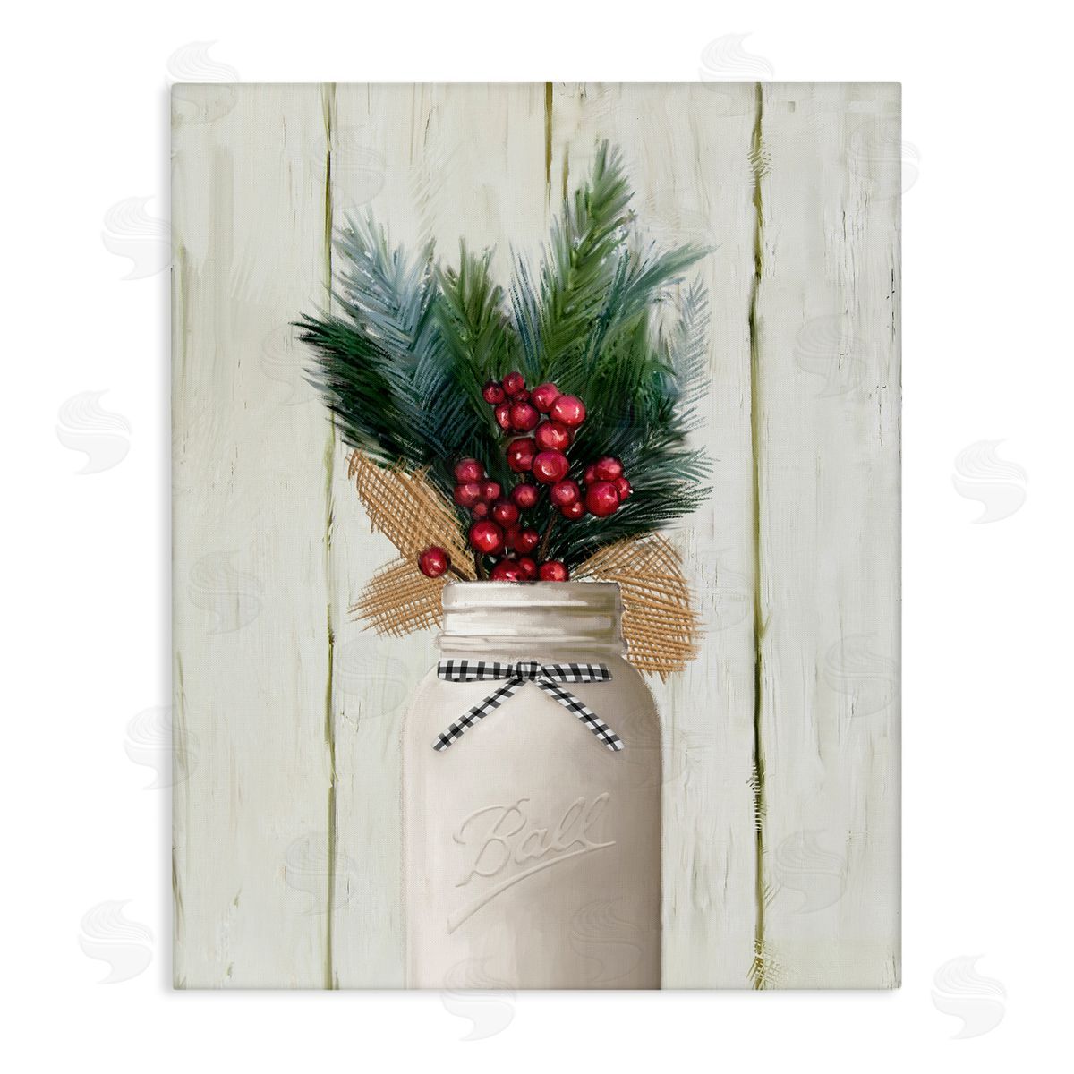 Ziwei Li Country Christmas Holiday Jar Canvas Wall Art