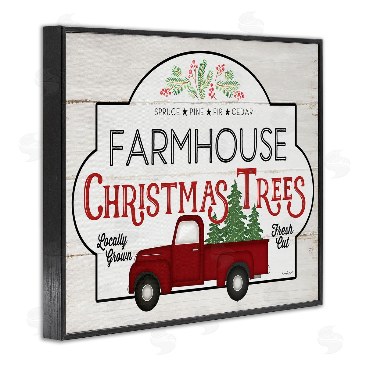 Jennifer Pugh Farmhouse Christmas Tree Vintage Sign Black Framed Giclee Wall Art