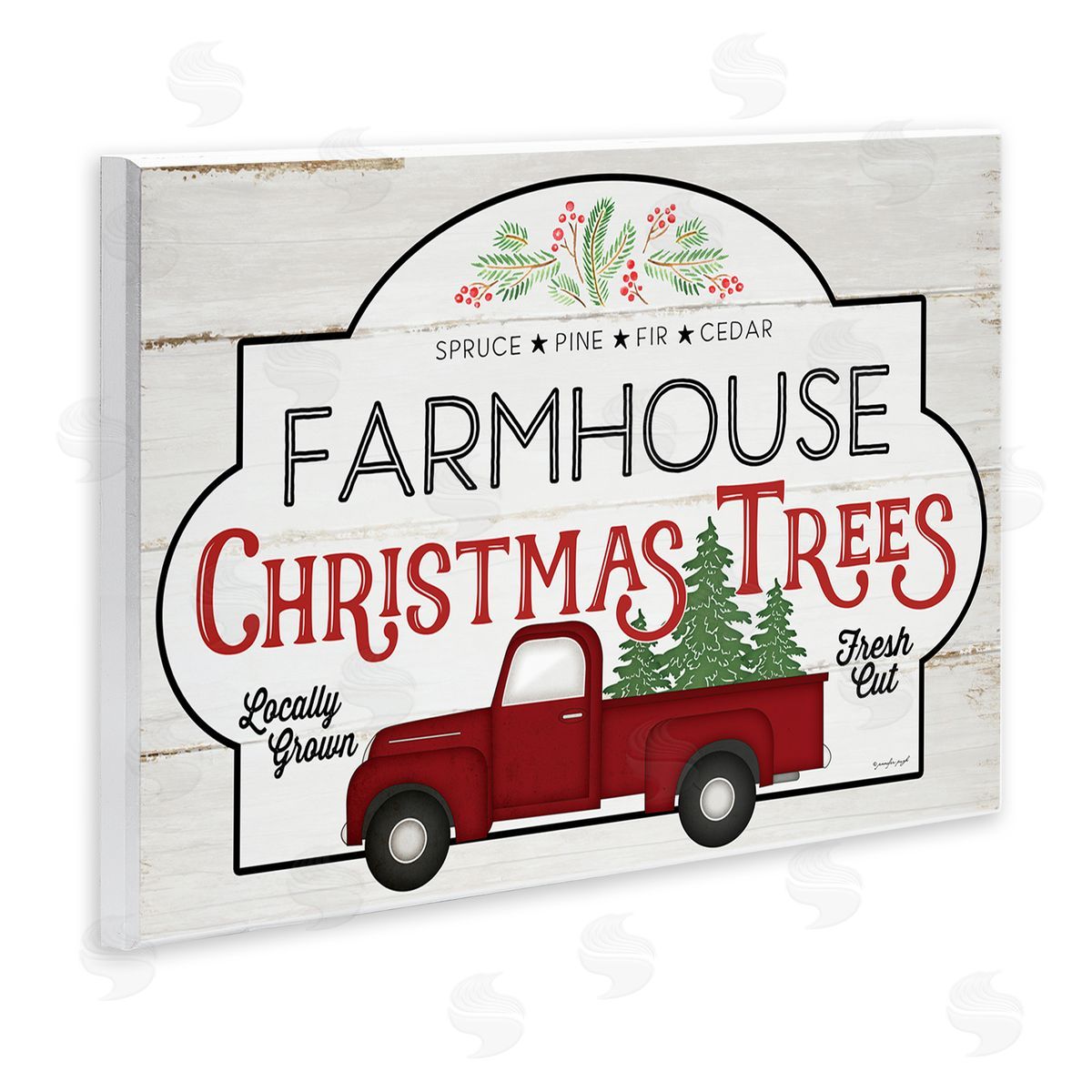 Jennifer Pugh Farmhouse Christmas Tree Vintage Sign Wall Plaque Art
