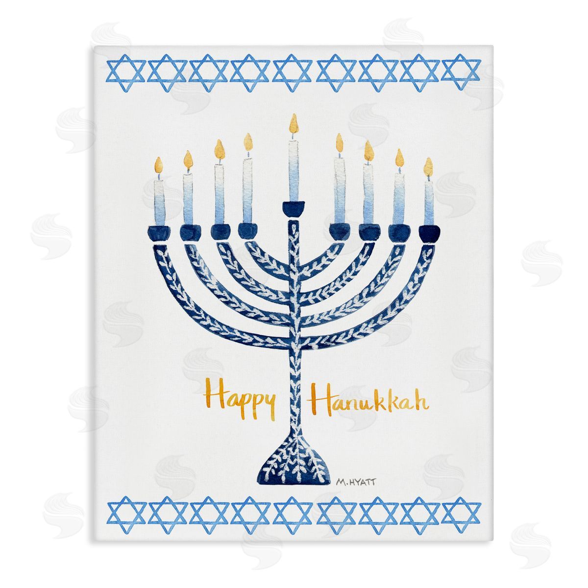 Melissa Hyatt Happy Hanukkah Holiday Menorah Canvas Wall Art