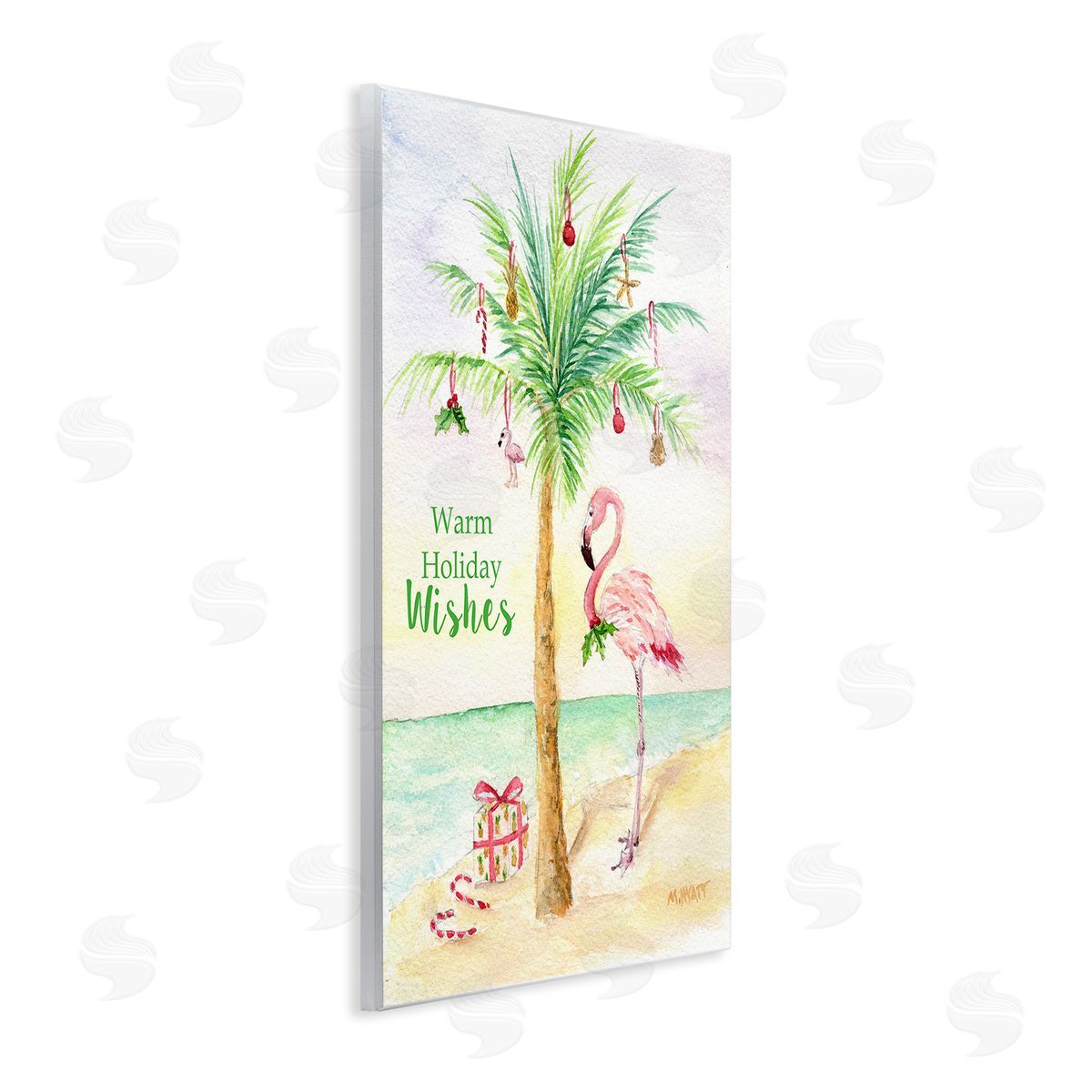 Tropical Flamingo Christmas Wood Plaque Wall Art, Home Decor by Melissa Hyatt LLC