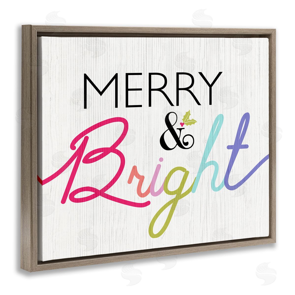 Stupell Studio Merry and Bright Whimsical Colors Brown Floater Frame Canvas Art