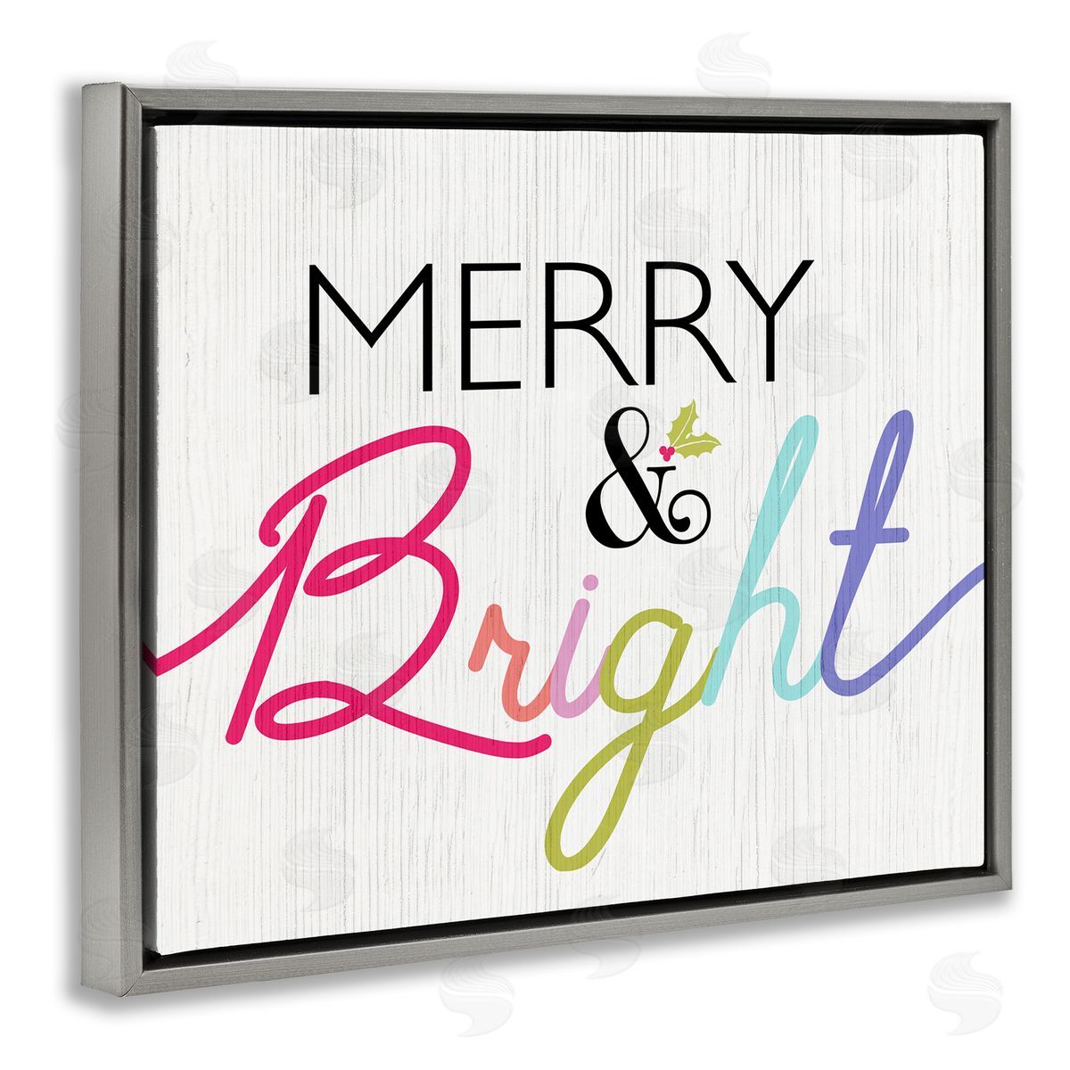 Stupell Studio Merry and Bright Whimsical Colors Gray Floater Frame Canvas Art
