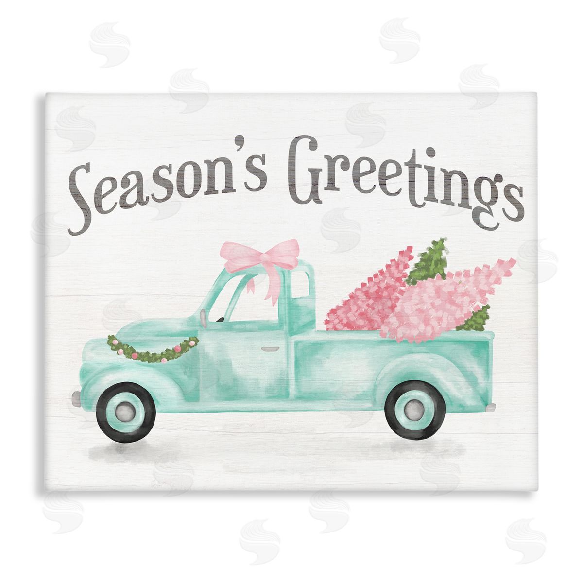 Stupell Studio Pink Turquoise Christmas Truck Canvas Wall Art