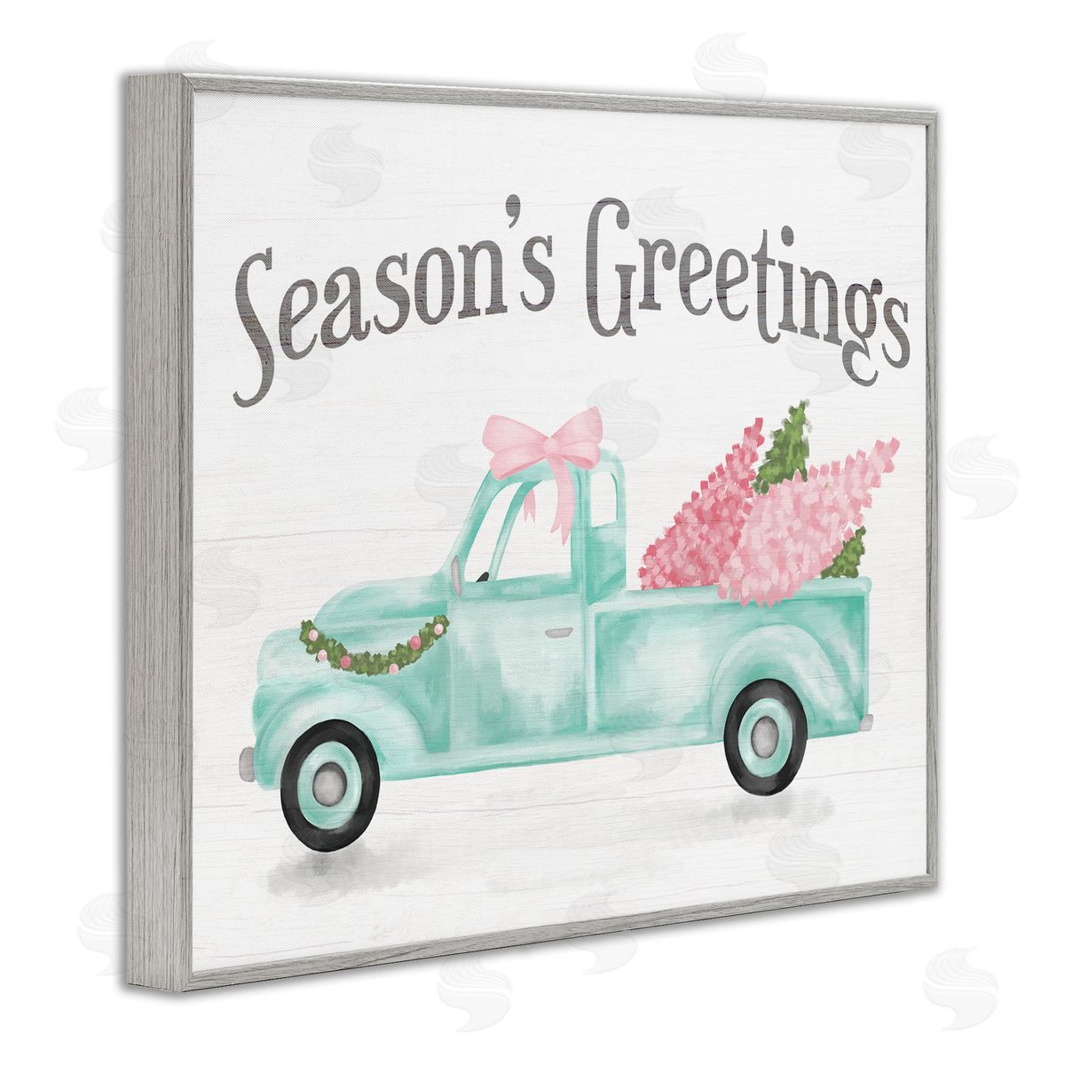 Stupell Studio Pink Turquoise Christmas Truck Gray Framed Giclee Wall Art