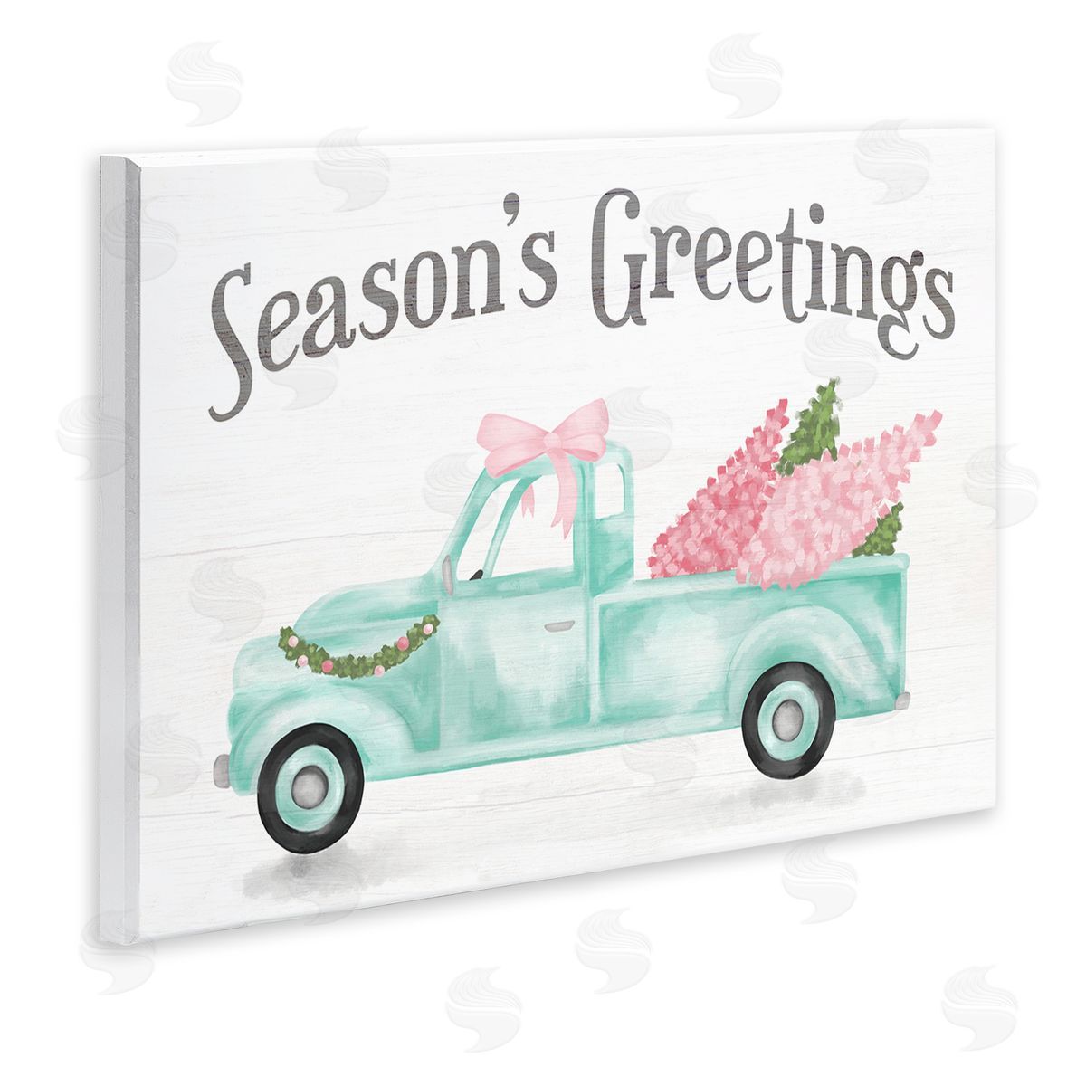 Stupell Studio Pink Turquoise Christmas Truck Wall Plaque Art