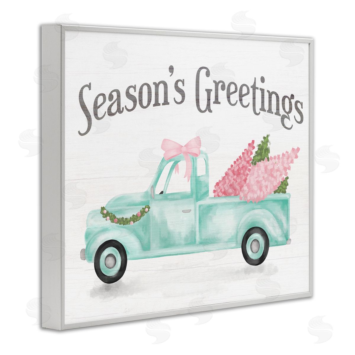 Stupell Studio Pink Turquoise Christmas Truck White Framed Giclee Wall Art