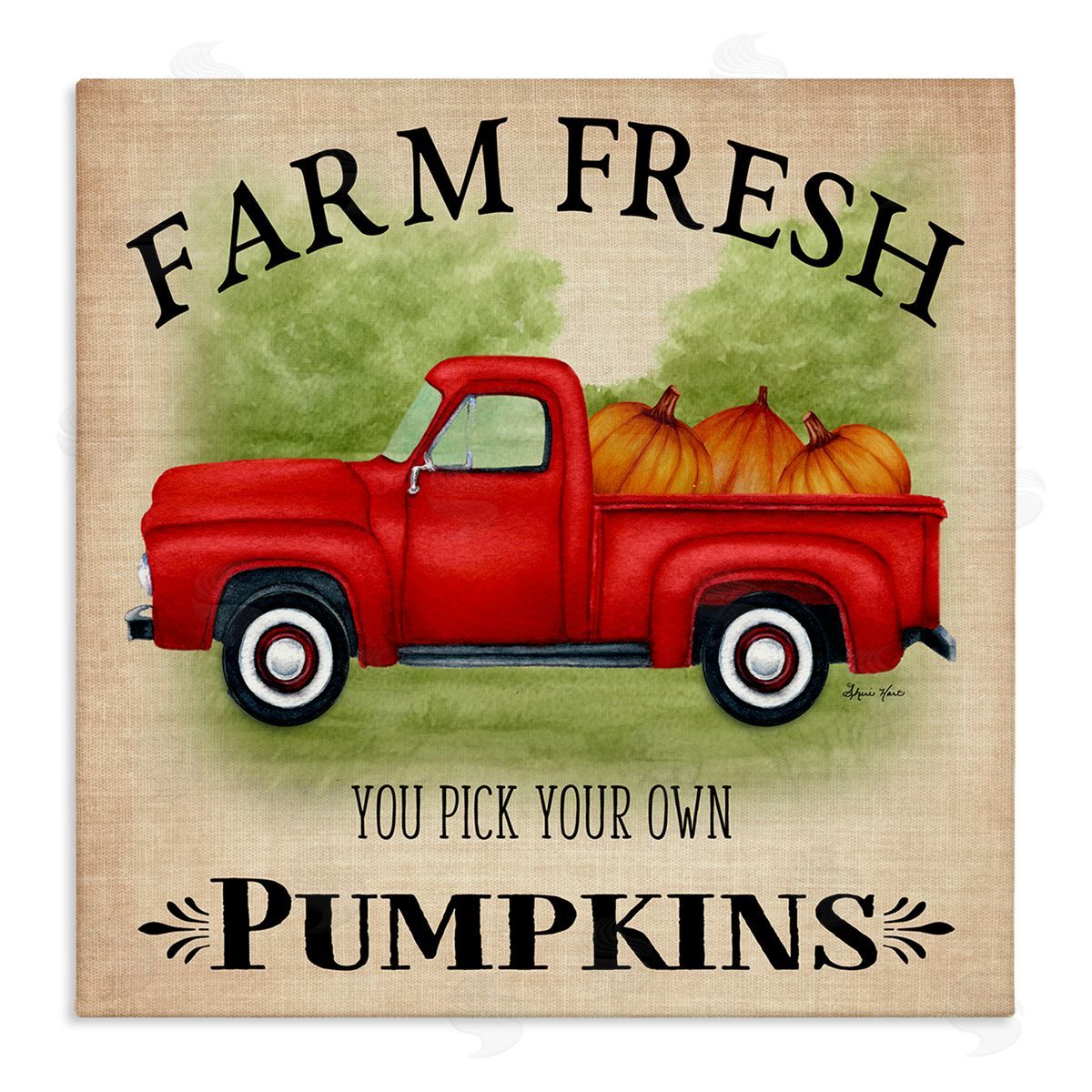 stupell industries Sheri Hart | Farm Fresh Pumpkins Red Truck