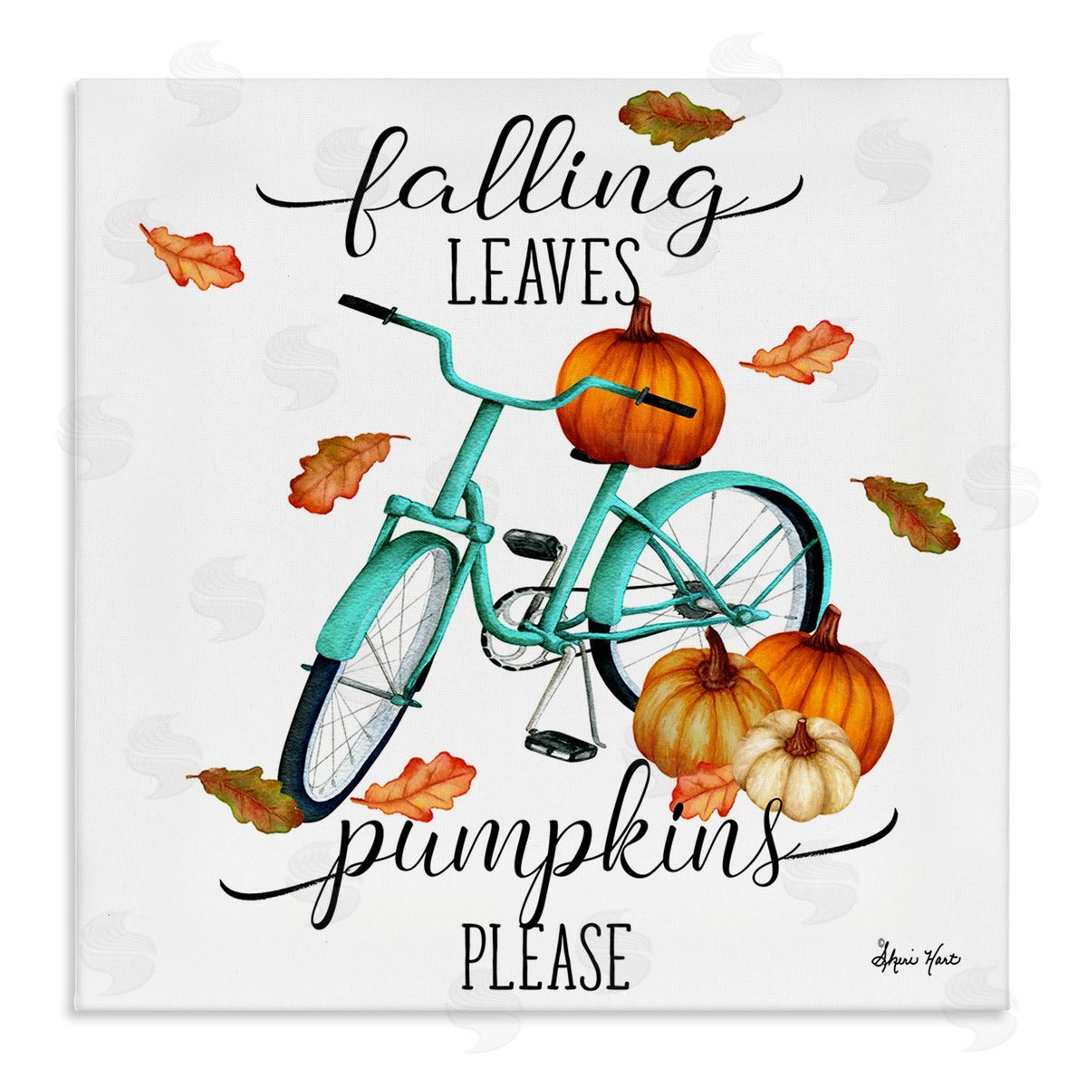 Sheri Hart Falling Leaves Pumpkins Please Bicycle Canvas Wall Art