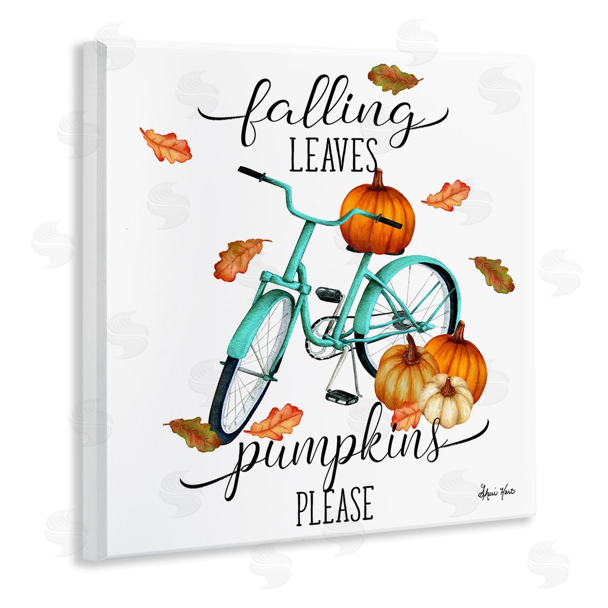 Sheri Hart Falling Leaves Pumpkins Please Bicycle Wall Plaque Art