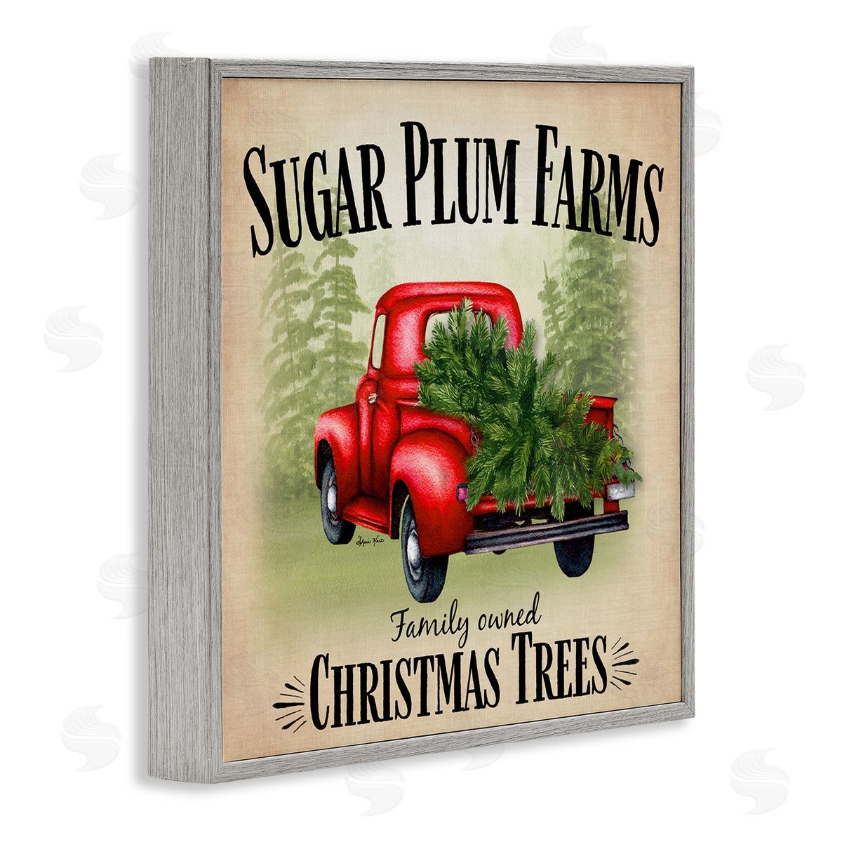Sheri Hart Holiday Truck Sugar Plum Farms Gray Framed Giclee Wall Art