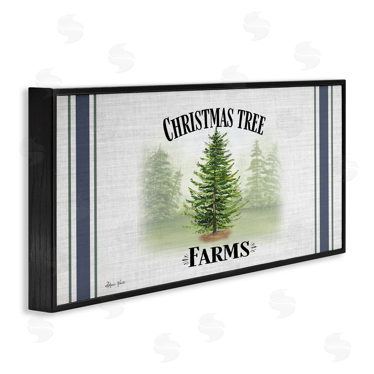 Sheri Hart Charming Christmas Tree Forest Black Framed Giclee Wall Art