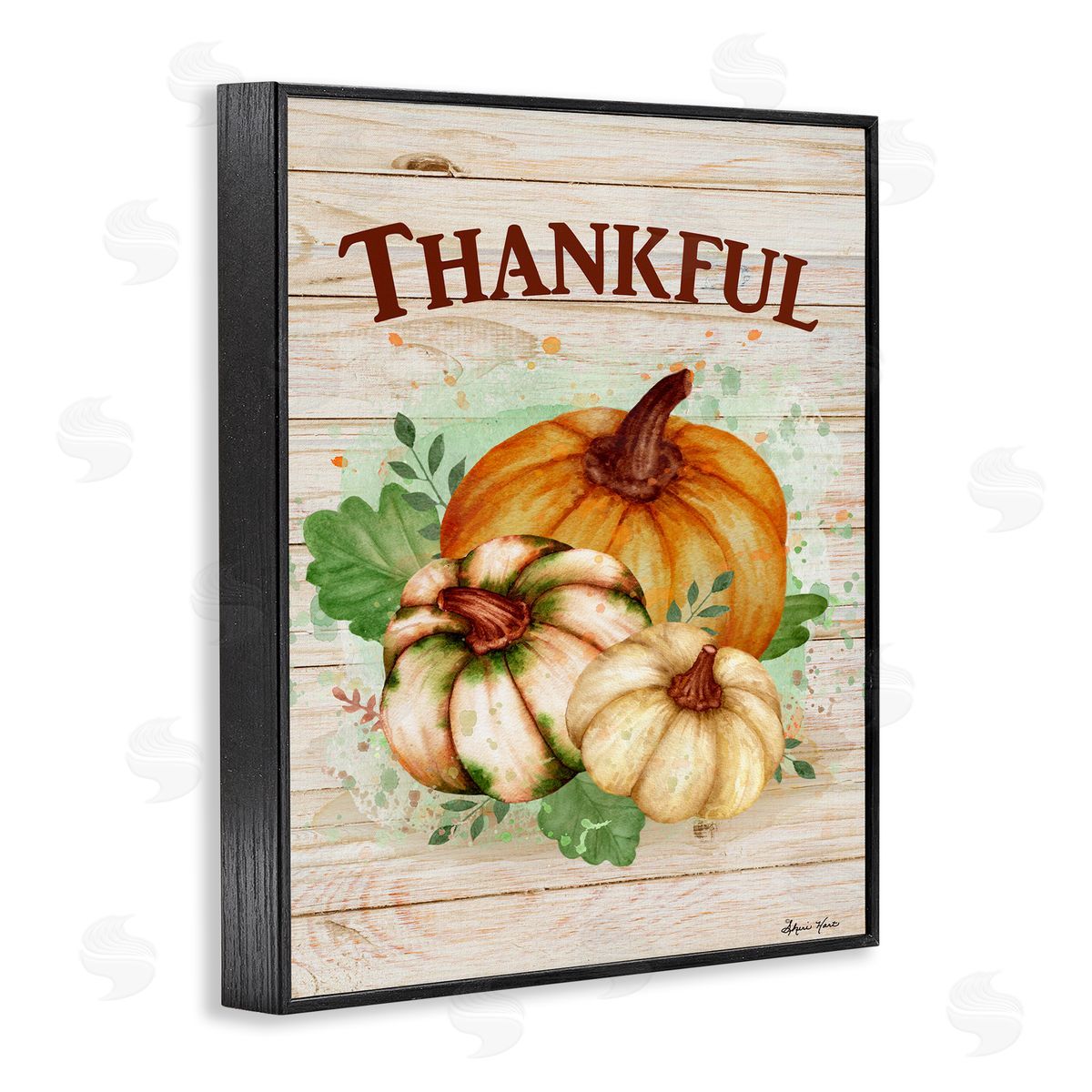 Sheri Hart Rustic Thankful Pumpkin Harvest Black Framed Giclee Wall Art