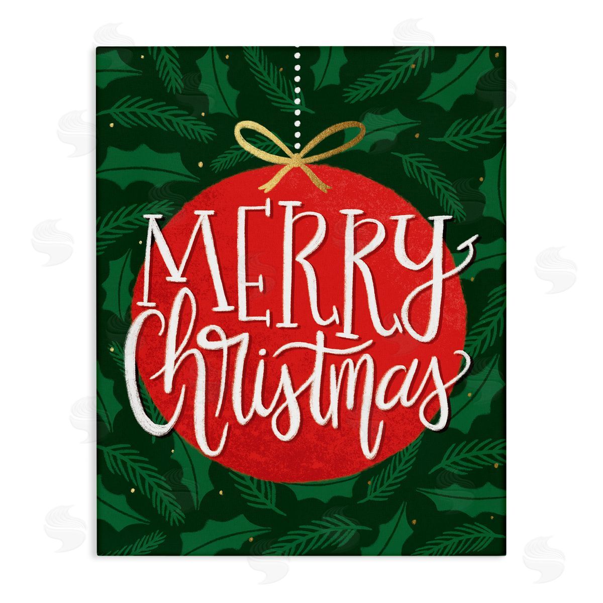 Taylor Shannon Designs Festive Merry Christmas Red Ornament Canvas Wall Art