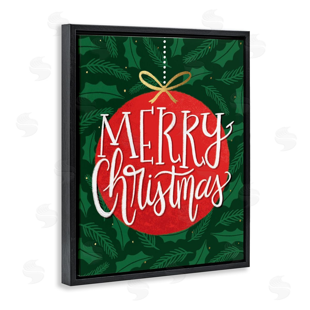 Taylor Shannon Designs Festive Merry Christmas Red Ornament Black Floater Frame Canvas Art