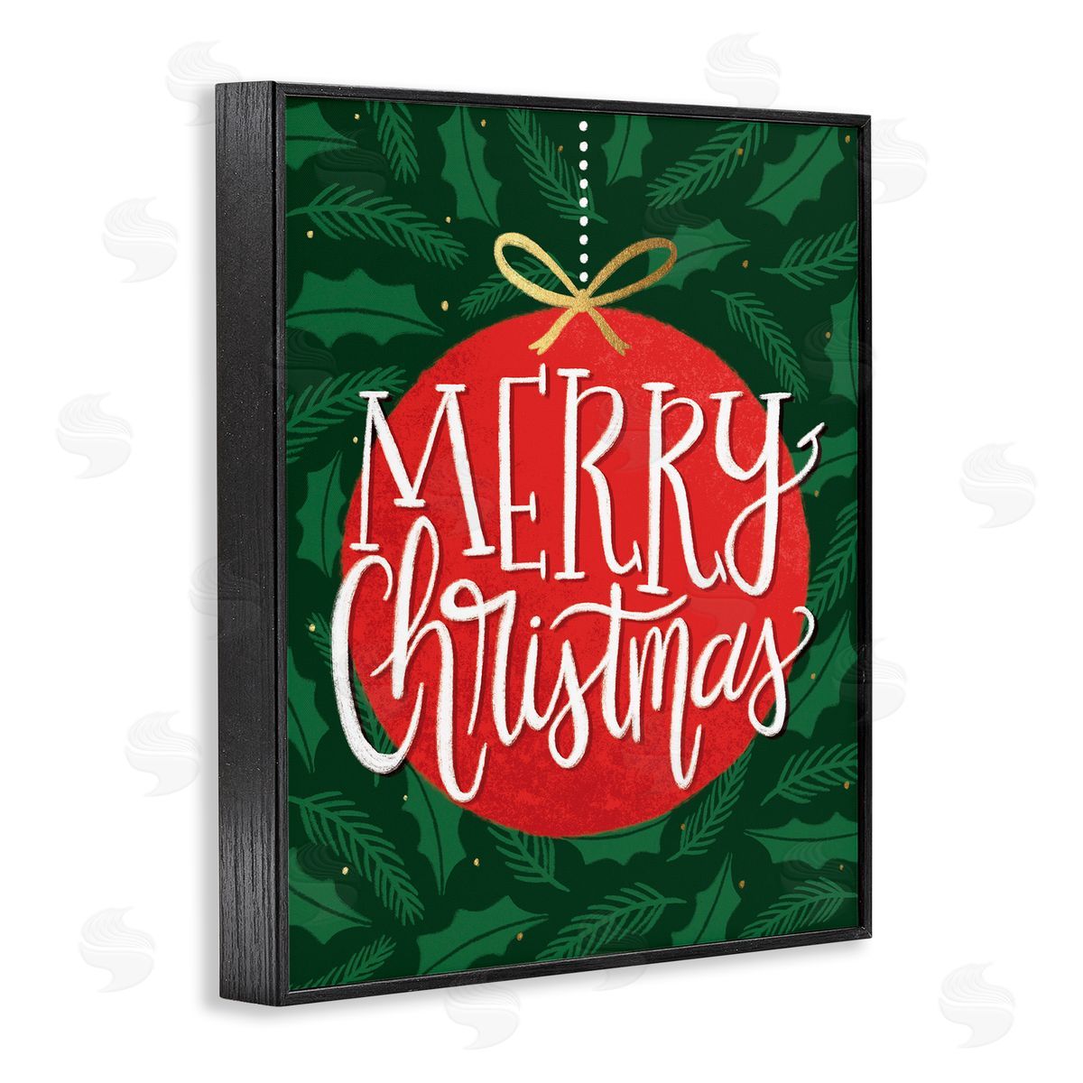 Taylor Shannon Designs Festive Merry Christmas Red Ornament Black Framed Giclee Wall Art