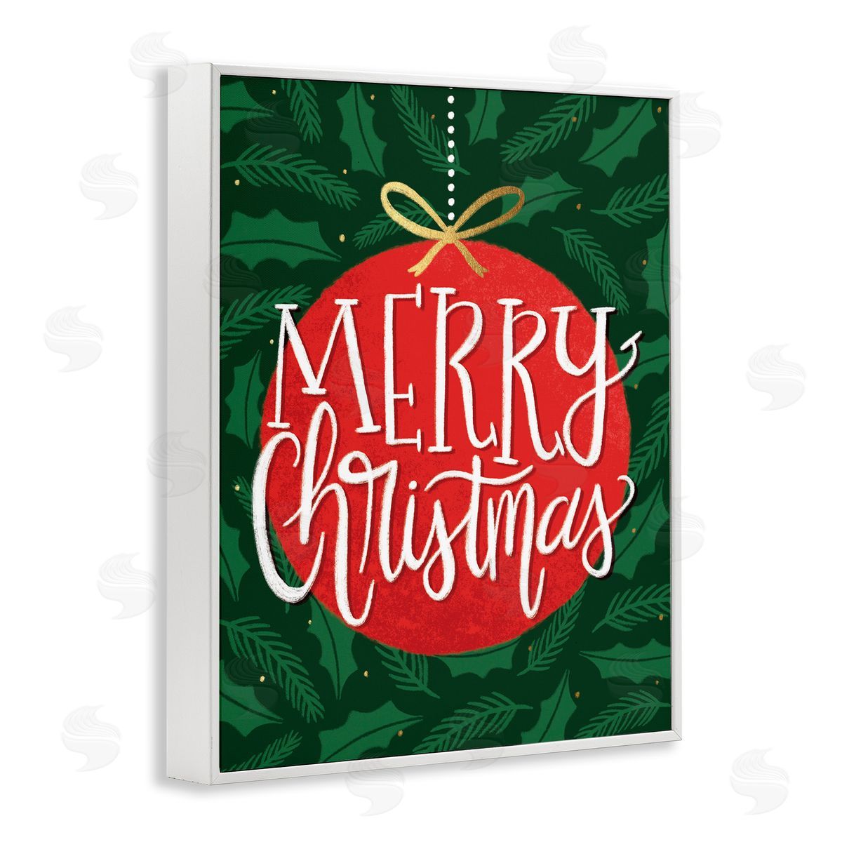 Taylor Shannon Designs Festive Merry Christmas Red Ornament White Framed Giclee Wall Art