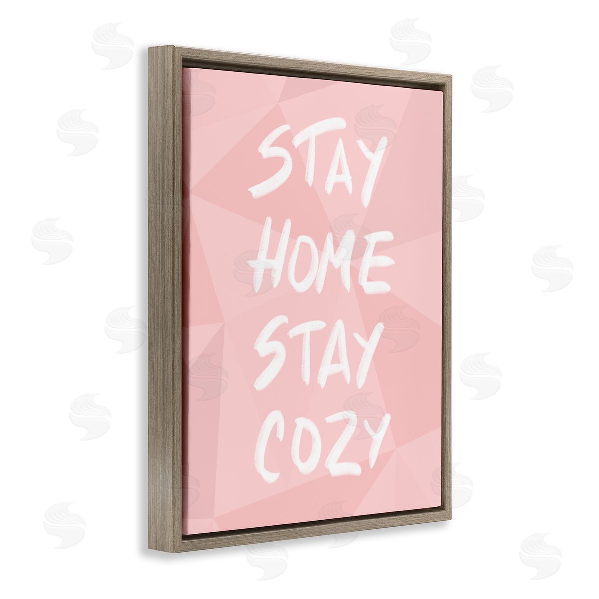 Anna Quach Stay Home Stay Cozy Pattern Brown Floater Frame Canvas Art