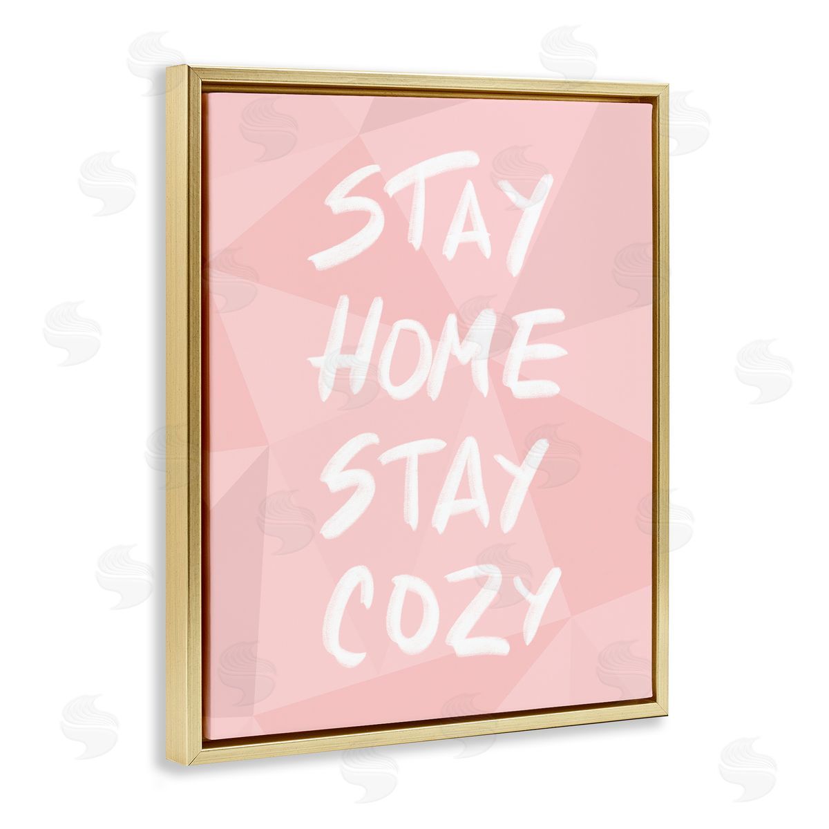 Anna Quach Stay Home Stay Cozy Pattern Gold Floater Frame Canvas Art