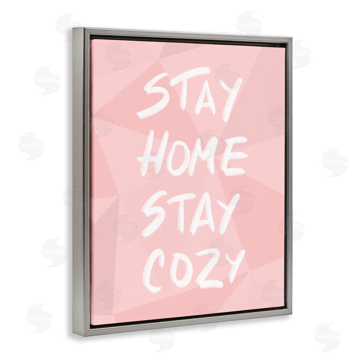 Anna Quach Stay Home Stay Cozy Pattern Gray Floater Frame Canvas Art