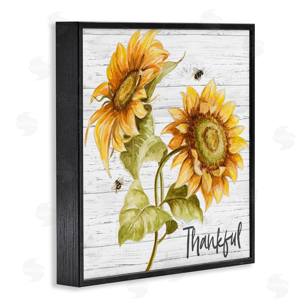 Thankful Country Sunflowers Black Frame Print Wall Art, Home Decor by Patricia Pinto