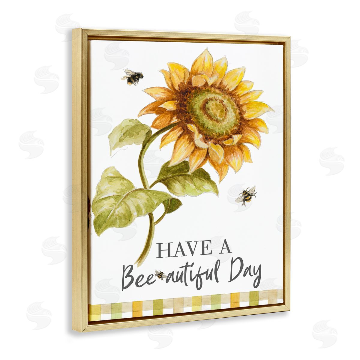 Patricia Pinto Beautiful Day Country Bee Sunflower Gold Floater Frame Canvas Art