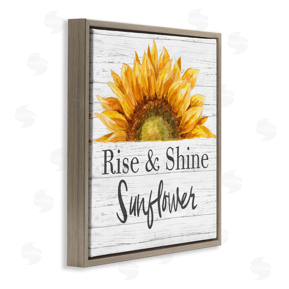 Rise and Shine Sunflower Brown Floating Frame Canvas Wall Art, Home Decor by Patricia Pinto