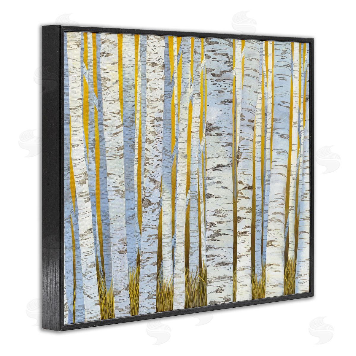 Katherine Lovell Birch Tree Forest Golden Grass Black Framed Giclee Wall Art